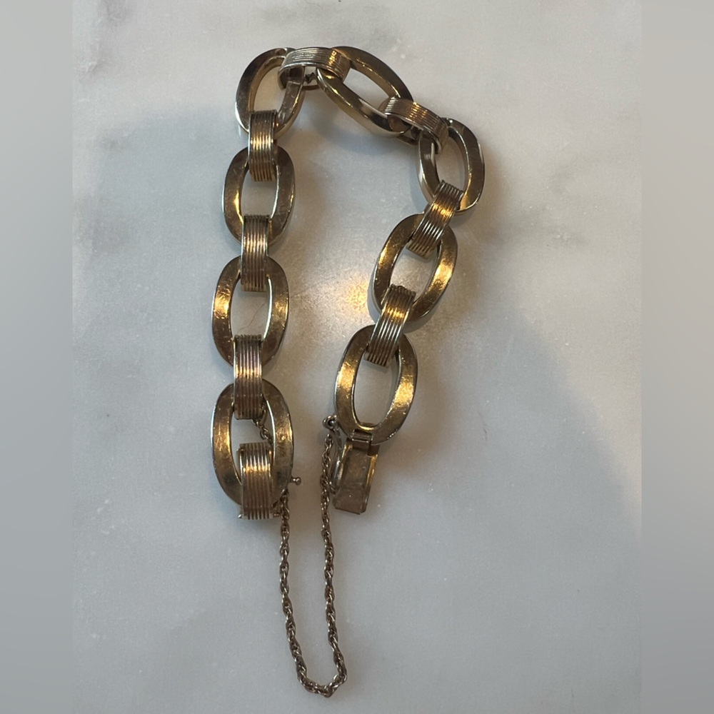 SOLD Vintage 1959 Grosse Germany Modernist Link Bracelet 7.75” | Dior Era - Picture 7 of 8